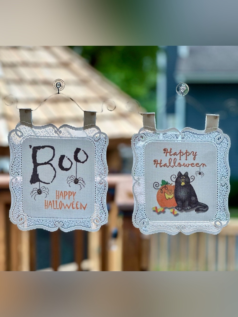 🎃 Happy Halloween & Boo 🕷️ Lace Signs